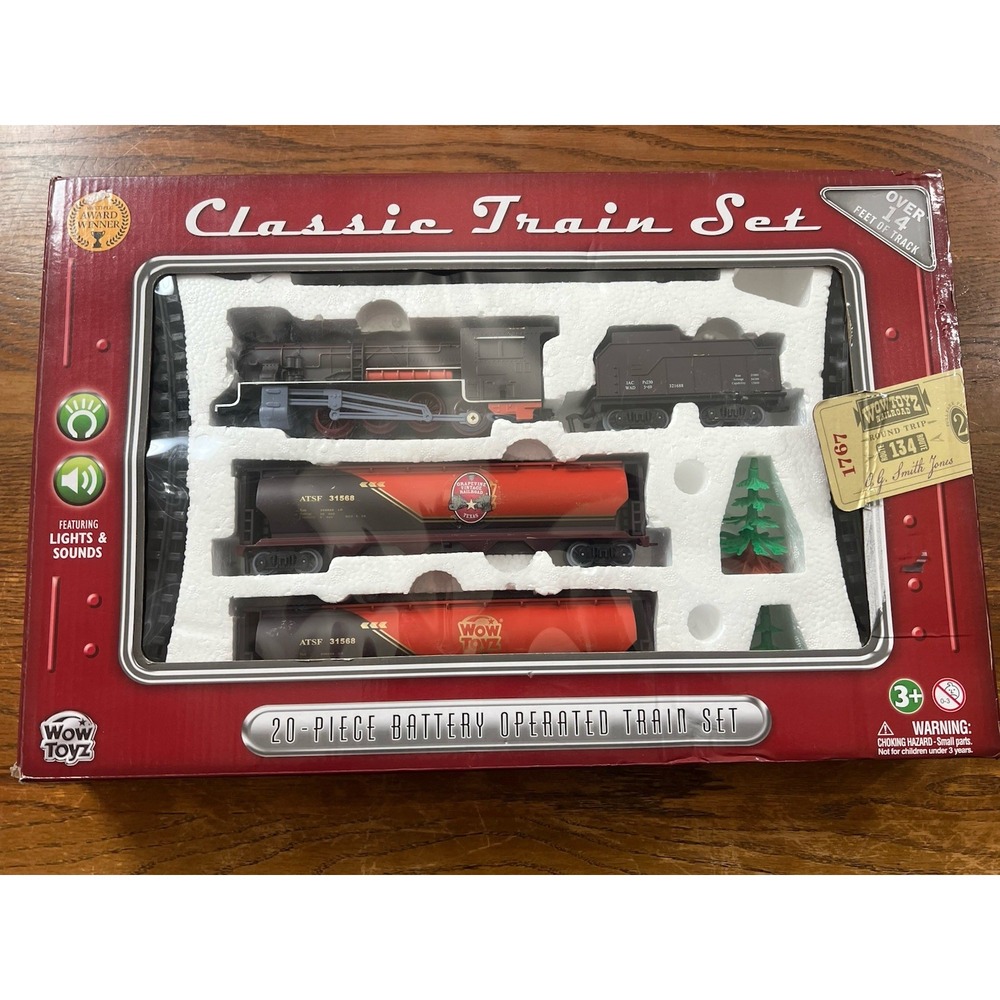 WowToyz Classic Train Set 20 Piece Battery Operated Lights and Sound Track